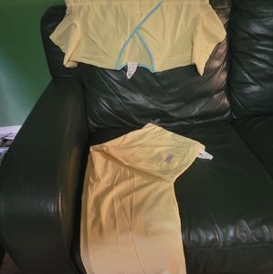 Large top medium drawstring scrub pants yellow Urbane